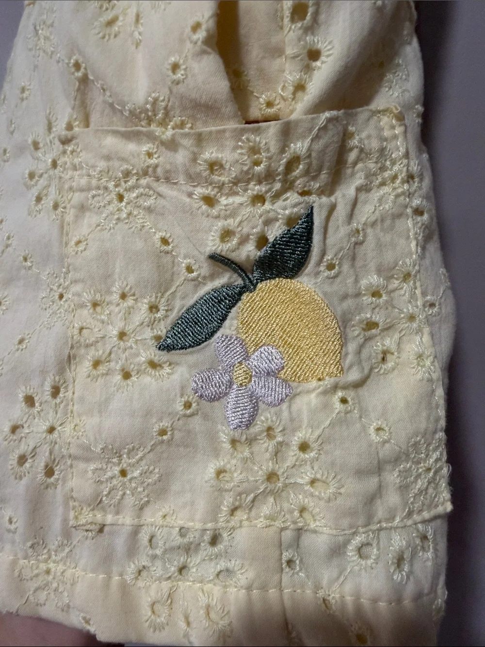 Nannette Lemon Yellow Eyelet Ruffle Strap Short Overalls